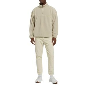 MOST WANT Fleece Pullover Jacket Mens XXL Cream Beige Quarter Zip Warm Cozy‎